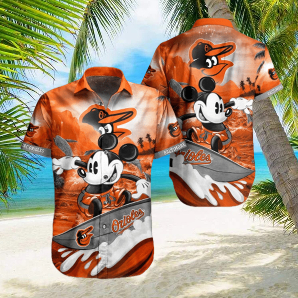 Baltimore Orioles Mickey Surfing Lover Hawaiian Shirt - Limotees