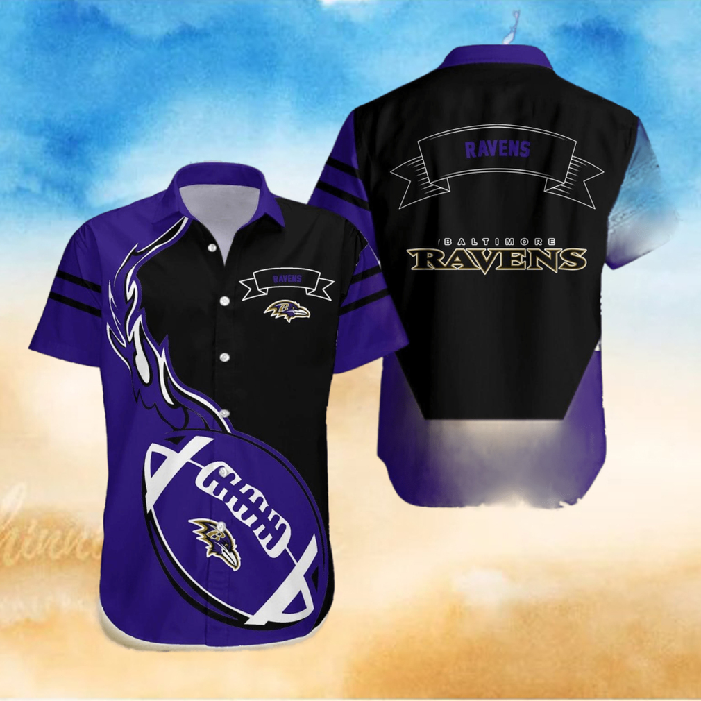 Baltimore Ravens NFL Flame Ball Hawaiian Shirt - Limotees