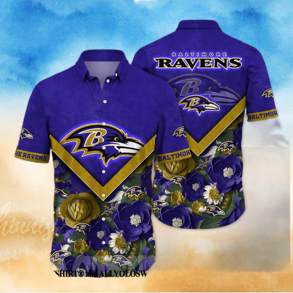 Baltimore Ravens NFL Flower All Over Print Classic Hawaiian Shirt - Limotees