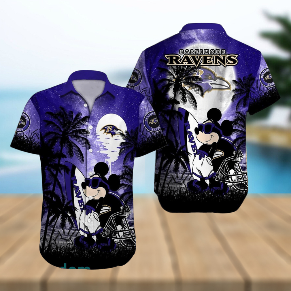 Baltimore Ravens NFL Team Logo Baby Yoda Hawaiian Shirt - Limotees