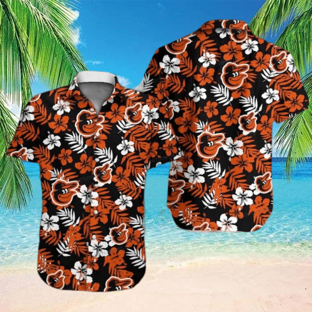 Baseball Baltimore Orioles Floral Tropicial Flowers Hawaiian Shirt - Limotees