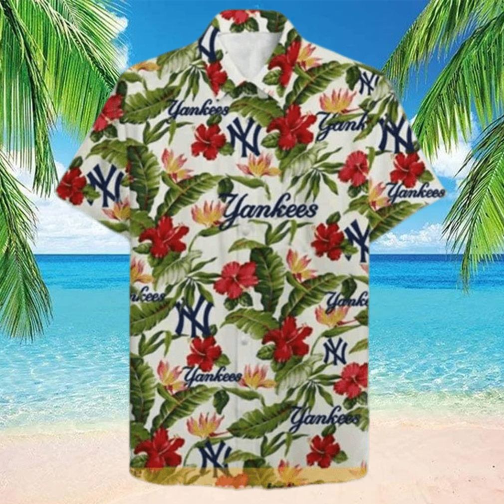 Baseball New York Yankees Funny Hawaiian Shirt Tropical Flower Pattern Beach Lovers Gift - Limotees