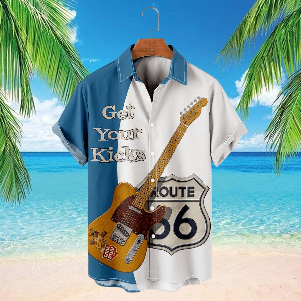 Bass Guitar Print Basic Vacation Short Sleeve Shirt - Limotees