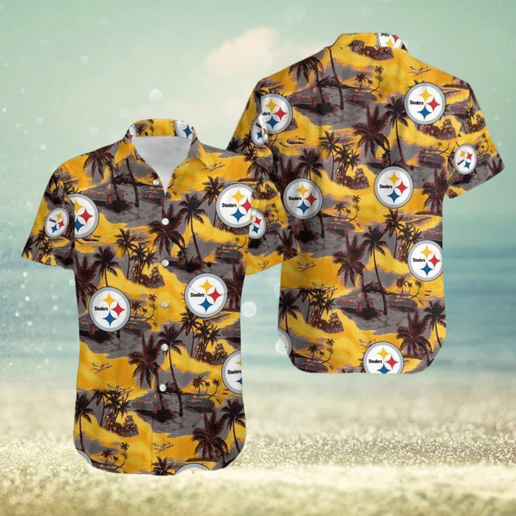 Beach Shirt NFL Pittsburgh Steelers Coconut Tree Hawaii 3D Shirt - Limotees