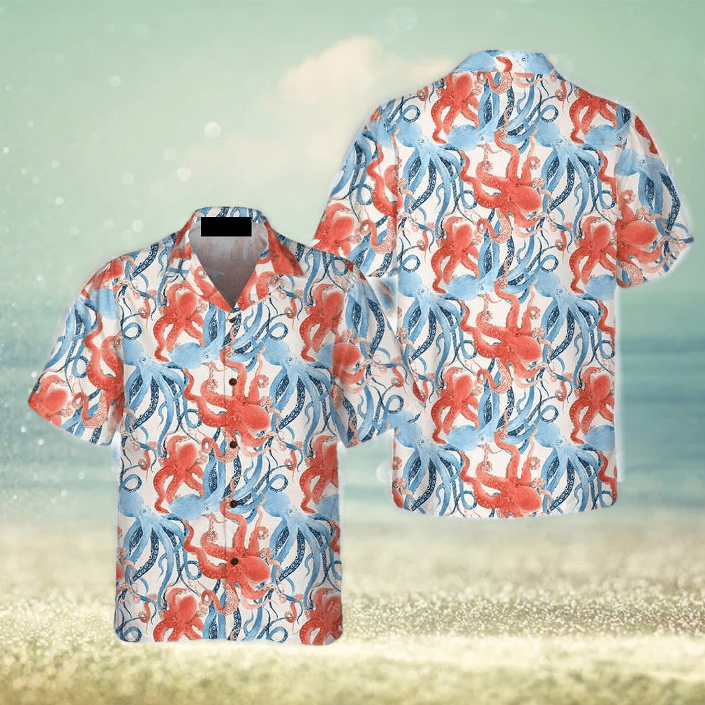 Beautiful Watercolor Octopus Seamless Pattern 3D Hawaiian Shirt - Limotees