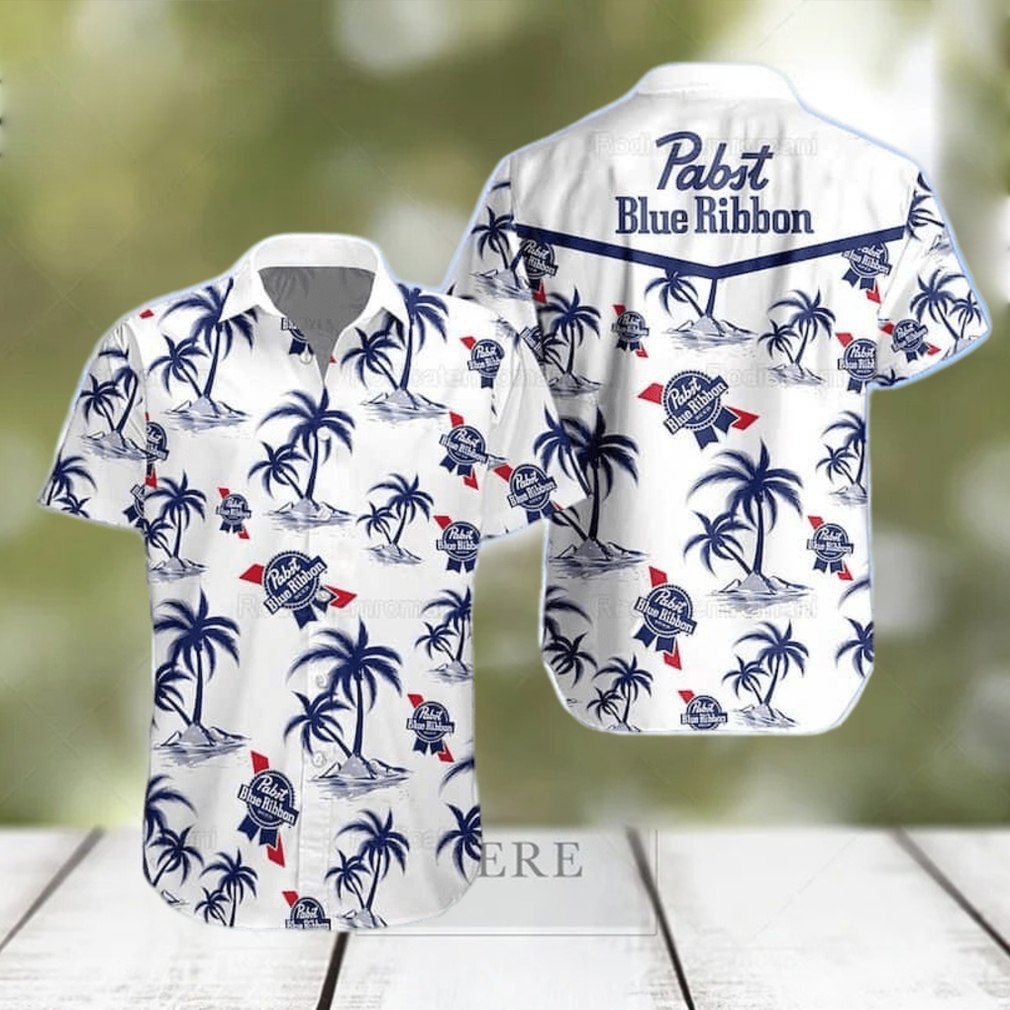 Beer Pabst Blue Ribbon Hawaiian Shirt Aloha Shirt Island Pattern Gift For Beer Drinkers - Limotees