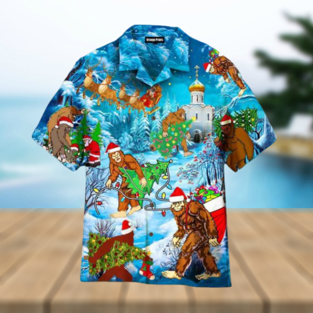 Bigfoot Festive Hawaiian Shirt, Santa Claus Shirt - Limotees