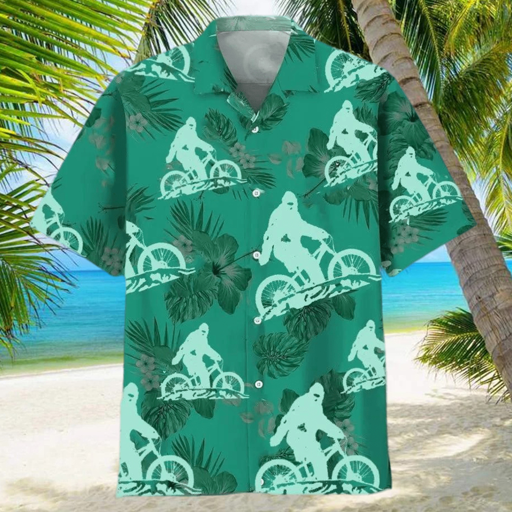 Bigfoot Riding Mountain Bike Hawaiian Shirt Funny Hawaiian Shirt - Limotees