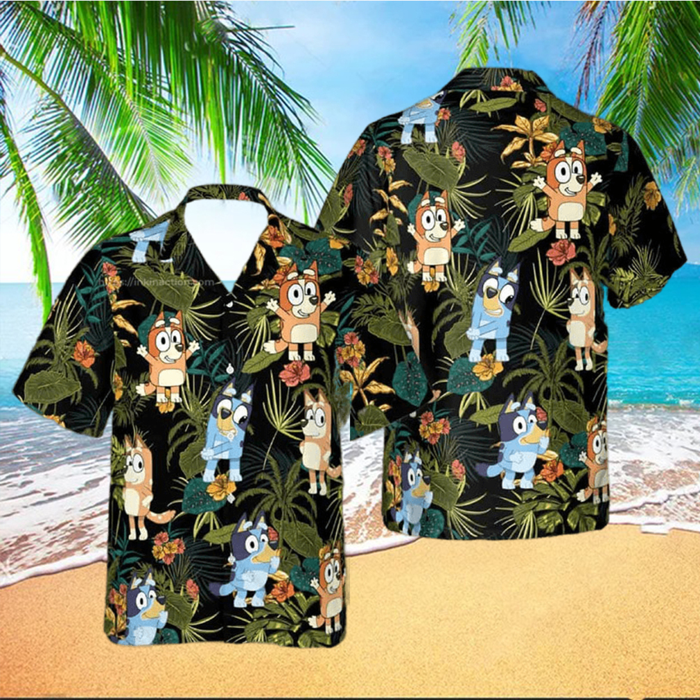 Bingo And Bluey Tropical Floral Hawaiian Shirt - Limotees