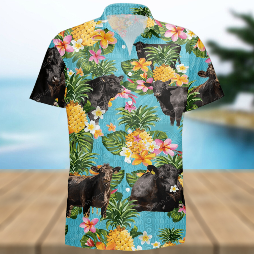 Black Angus Tropical Pineapple Hawaiian Shirt - Limotees