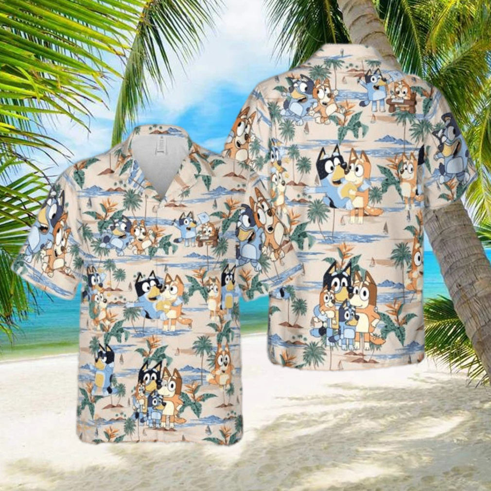 Bluey Friends Hawaiian Shirt Bluey Birthday Gift Bluey Button Up Shirt - Limotees