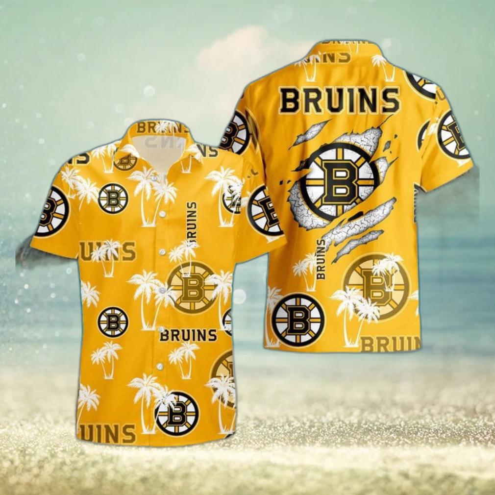 Boston Bruins Palm Tree Pattern Hawaiian Shirt Beach Summer Gift - Limotees