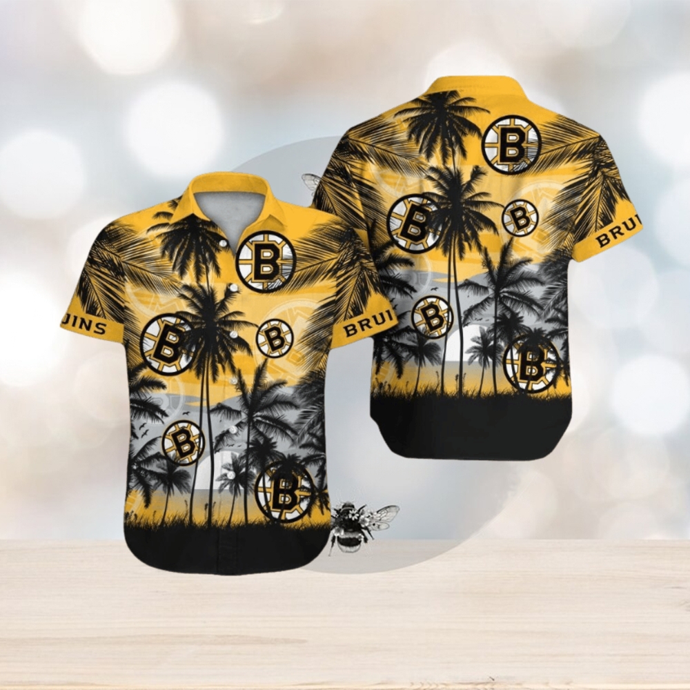 Boston Bruins Short Sleeve Button Up Tropical Hawaiian Shirt - Limotees