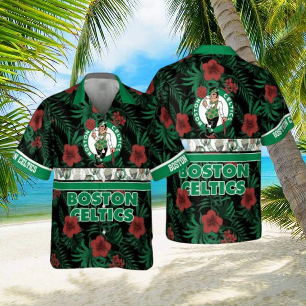 Boston Celtics National Basketball Association 2023 Hibiscus Logo AOP Hawaiian Shirt - Limotees