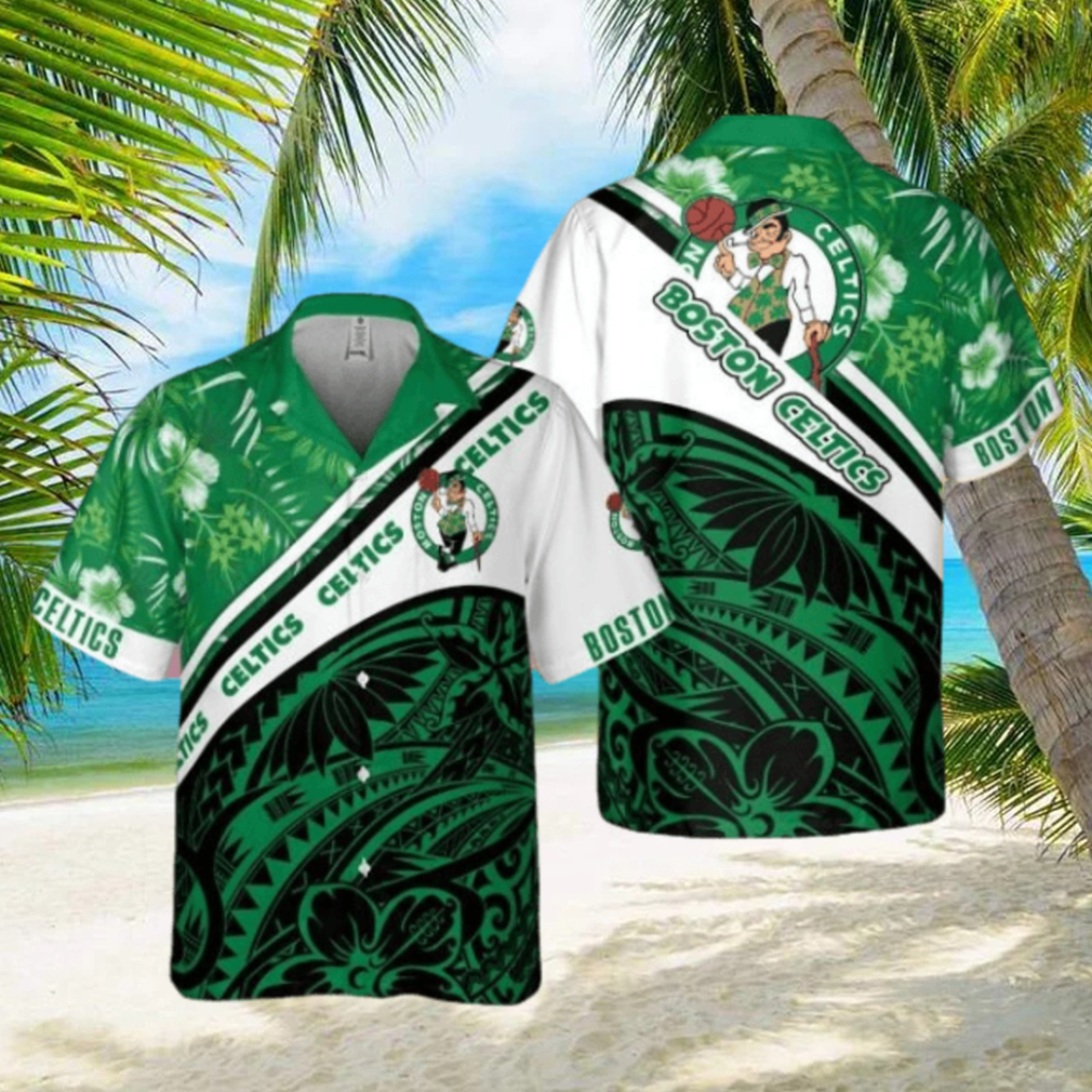 Boston Celtics Polynesian Pattern National National Basketball Association 2023 AOP Hawaiian Shirt - Limotees