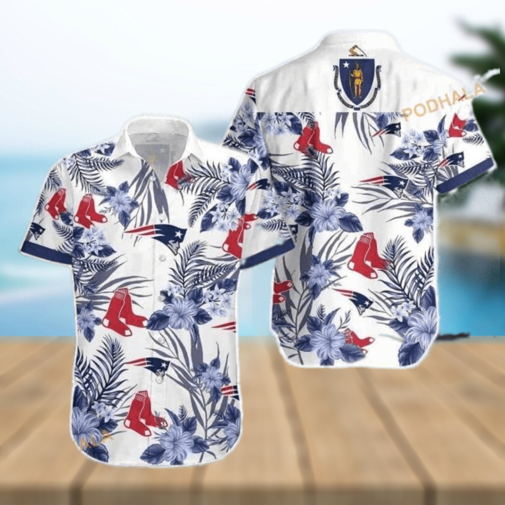 Boston Red Sox MLB Hawaiian Shirt Hibiscus Flower Pattern Aloha Shirt - Limotees