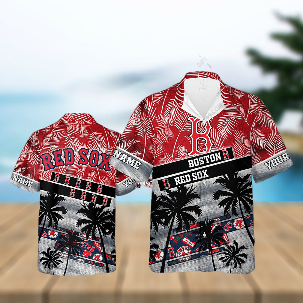 Boston Red Sox MLB Personalized Palm Tree Hawaiian Shirt - Limotees