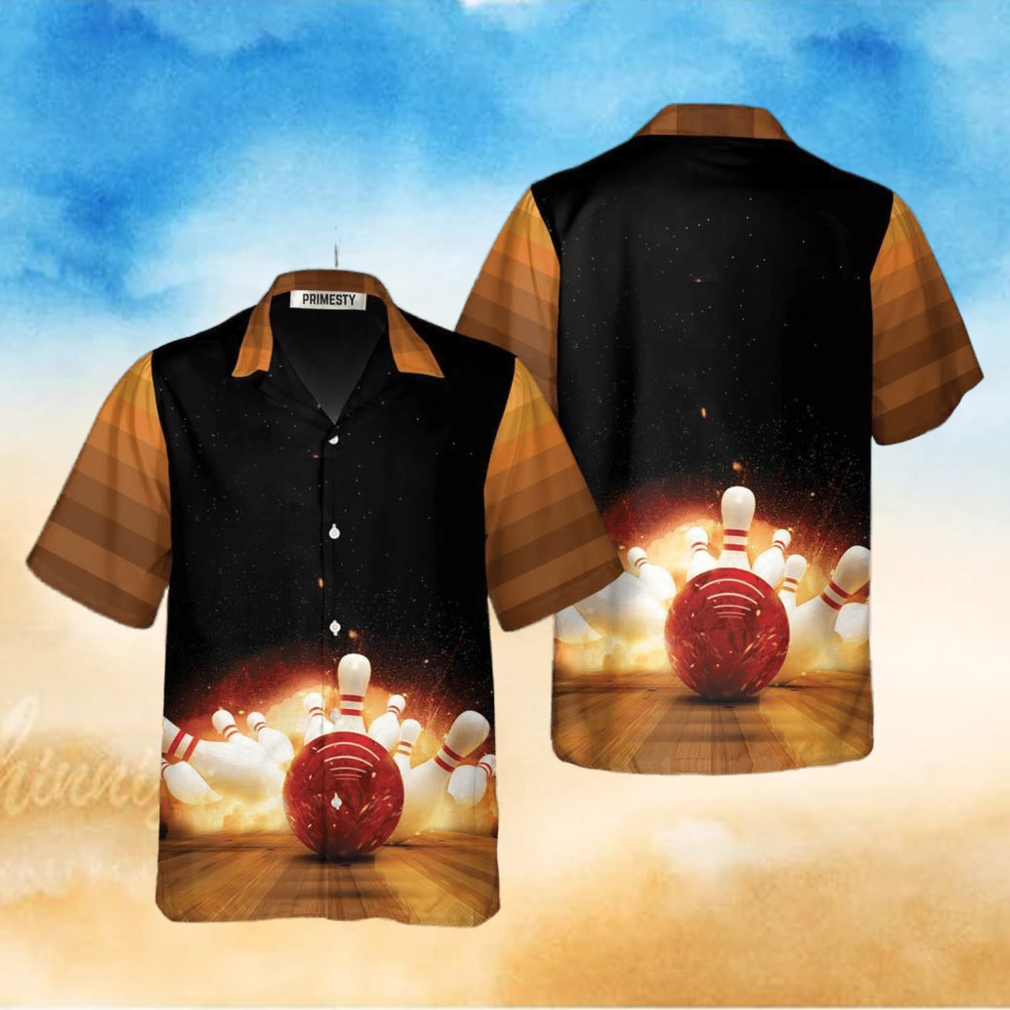 Bowling Strike Hit Fire Explosion Bowling Tropical Hawaiian Shirt - Limotees