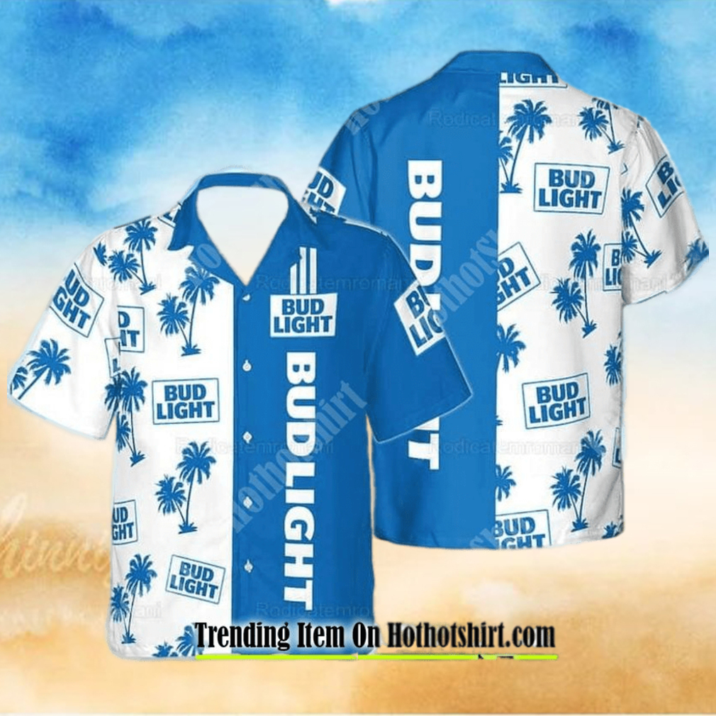 Bud Light Beer Blue And White Hawaiian Shirt - Limotees