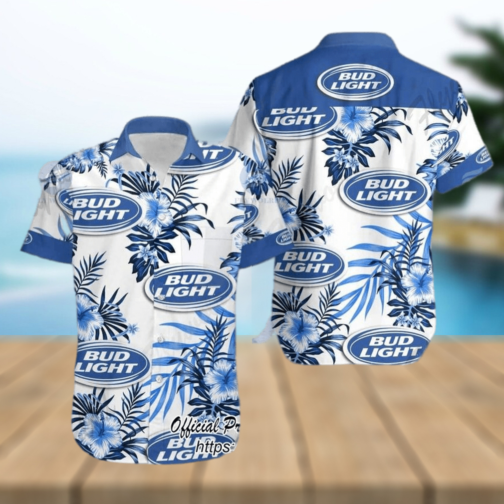 Bud Light Beer Hibiscus Tropical Hawaiian Shirt - Limotees