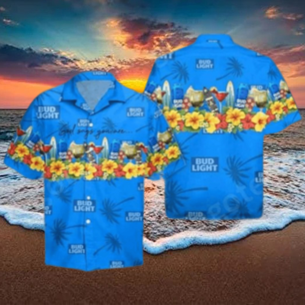 Bud Light Hawaiian Shirt Aloha Shirt Bud Light Beer God Says You Are Tropical Pattern - Limotees