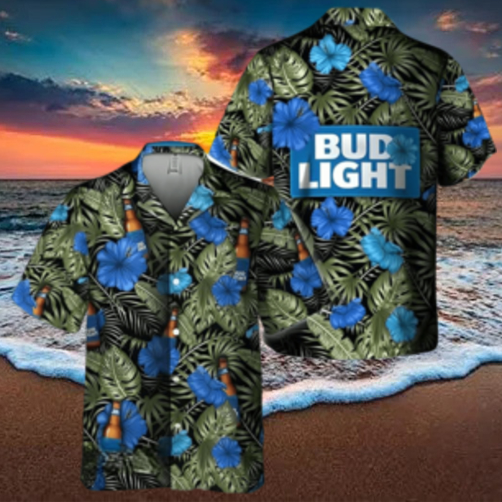 Bud Light Hawaiian Shirt Aloha Shirt Bud Light Beer Tropical Flowers - Limotees