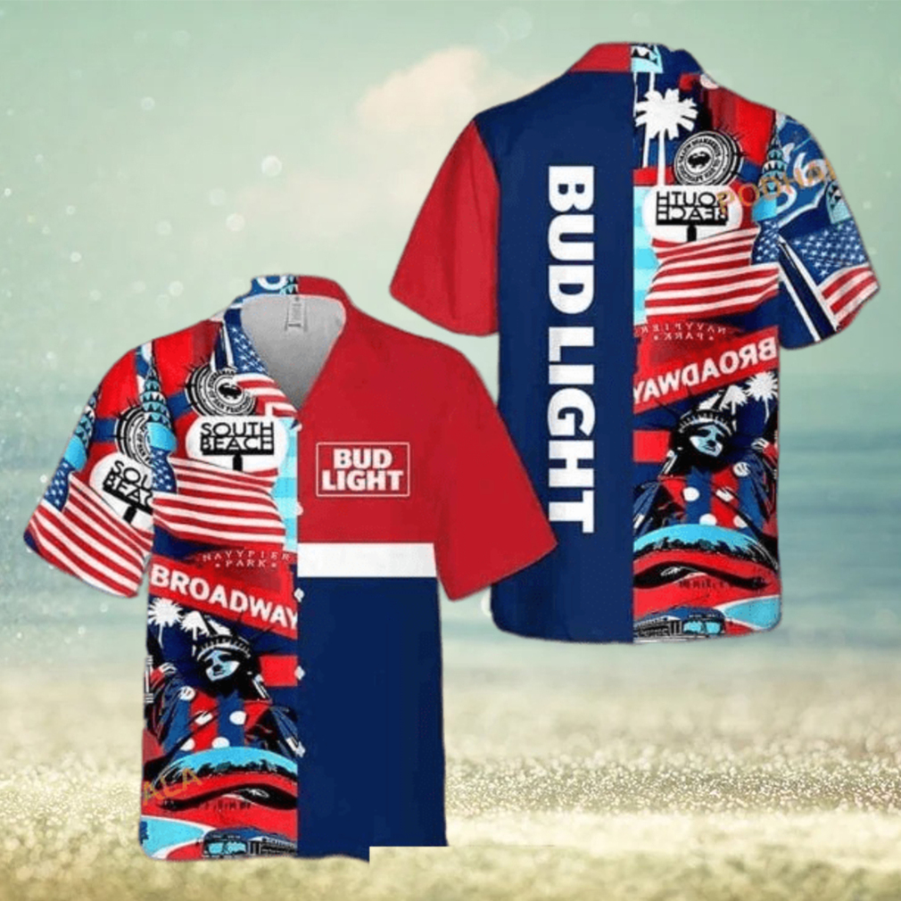 Bud Light Hawaiian Shirt July 4th Independence Day Broadway South Beach - Limotees