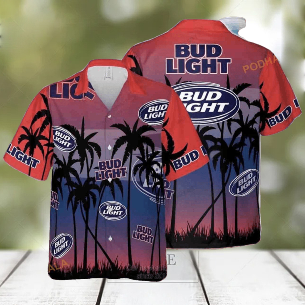 Bud Light Hawaiian Shirt Summer Vibes Palm Tree - Limotees