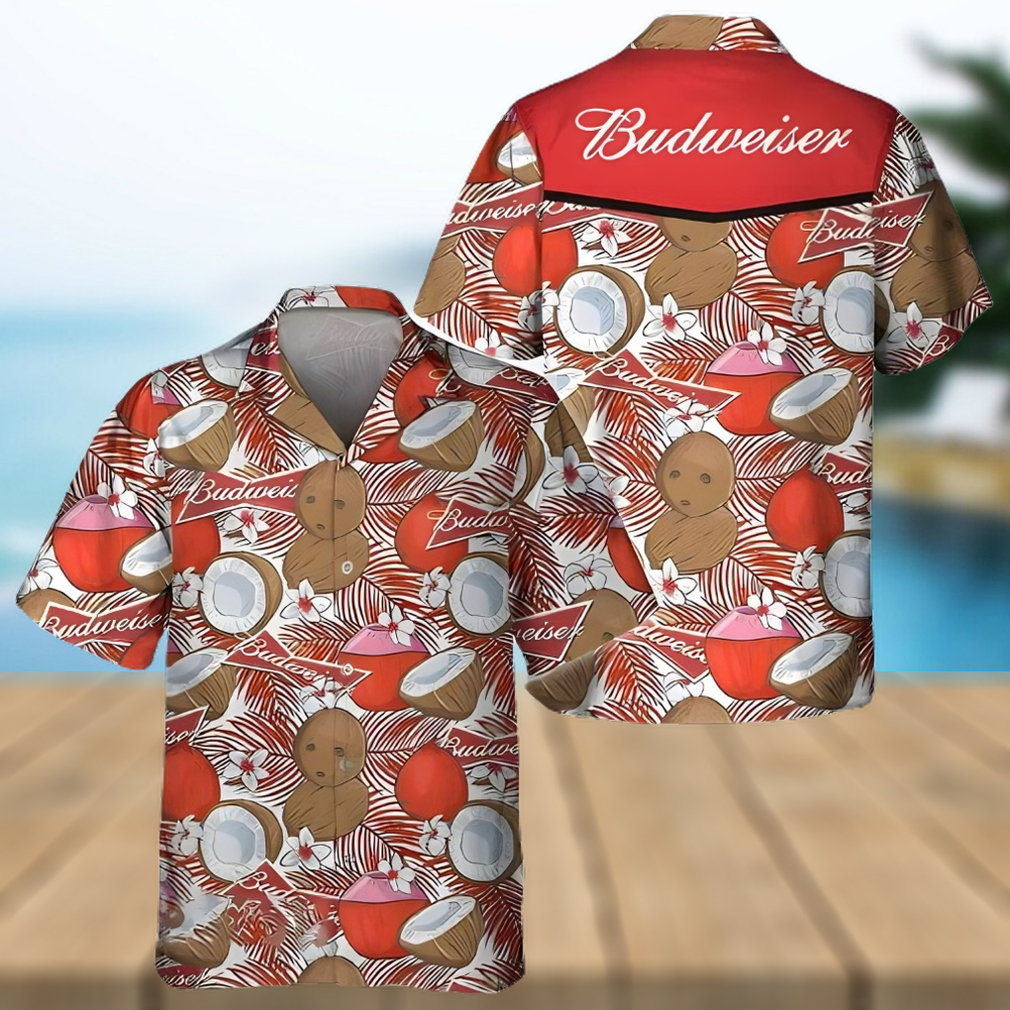 Budweiser Beer Hawaiian Shirt Tropical Coconut Pattern - Limotees