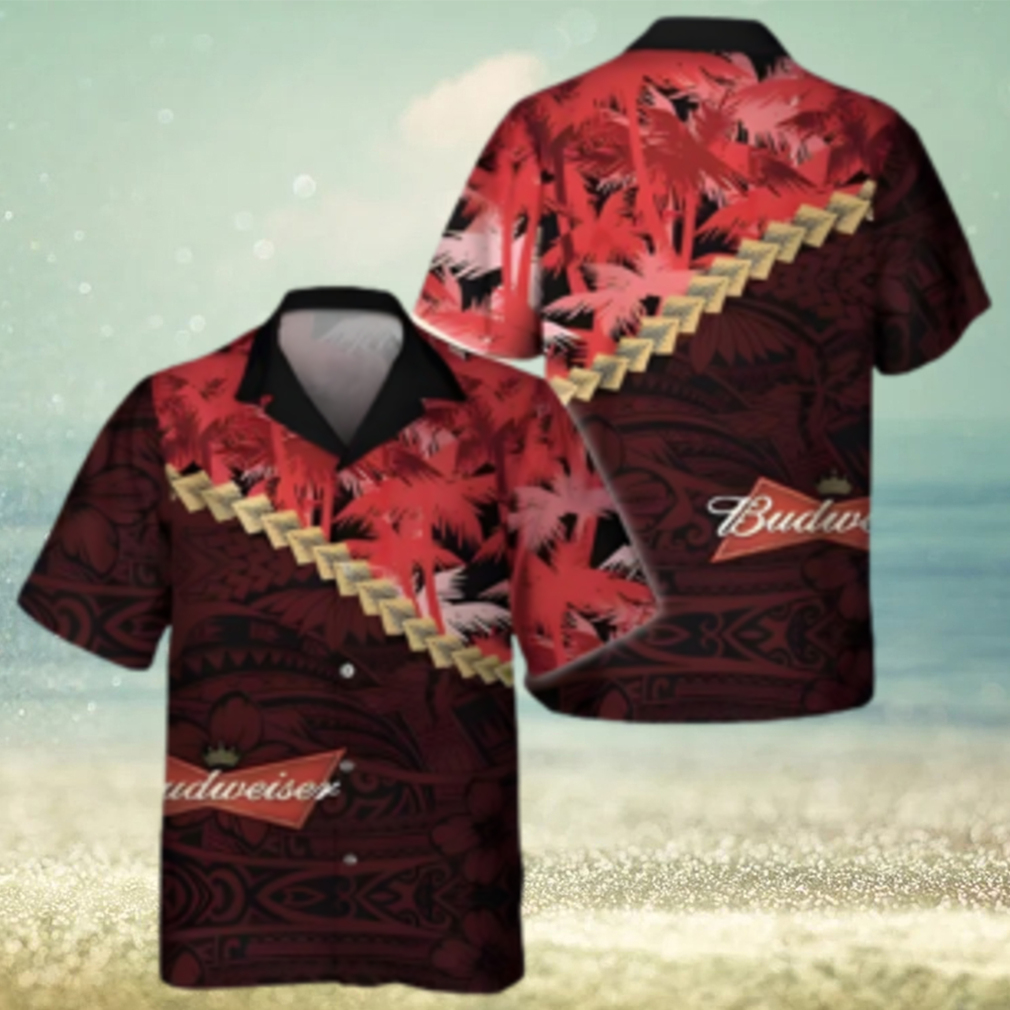 Budweiser Hawaiian Shirt Palm Tree Blend Polynesian Pattern Beer Lovers Gift - Limotees