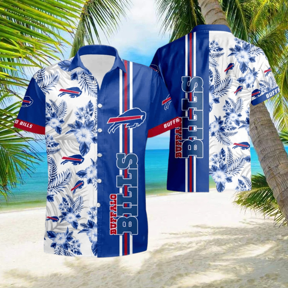 Buffalo Bills Floral With And Blue Summer Hawaiian Shirt - Limotees