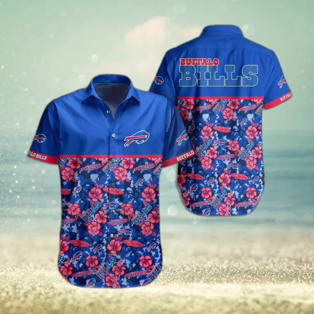 Buffalo Bills Hawaiian Shirt Bills Pink Hibiscus Flowers Hawaiian Shirt - Limotees