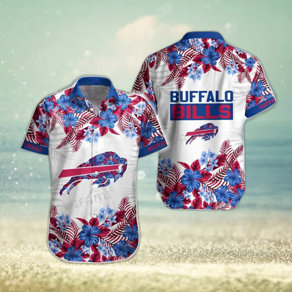 Buffalo Bills Hawaiian Shirt Blue Flower Pink Palm Leaves Buffalo Bills Gift - Limotees