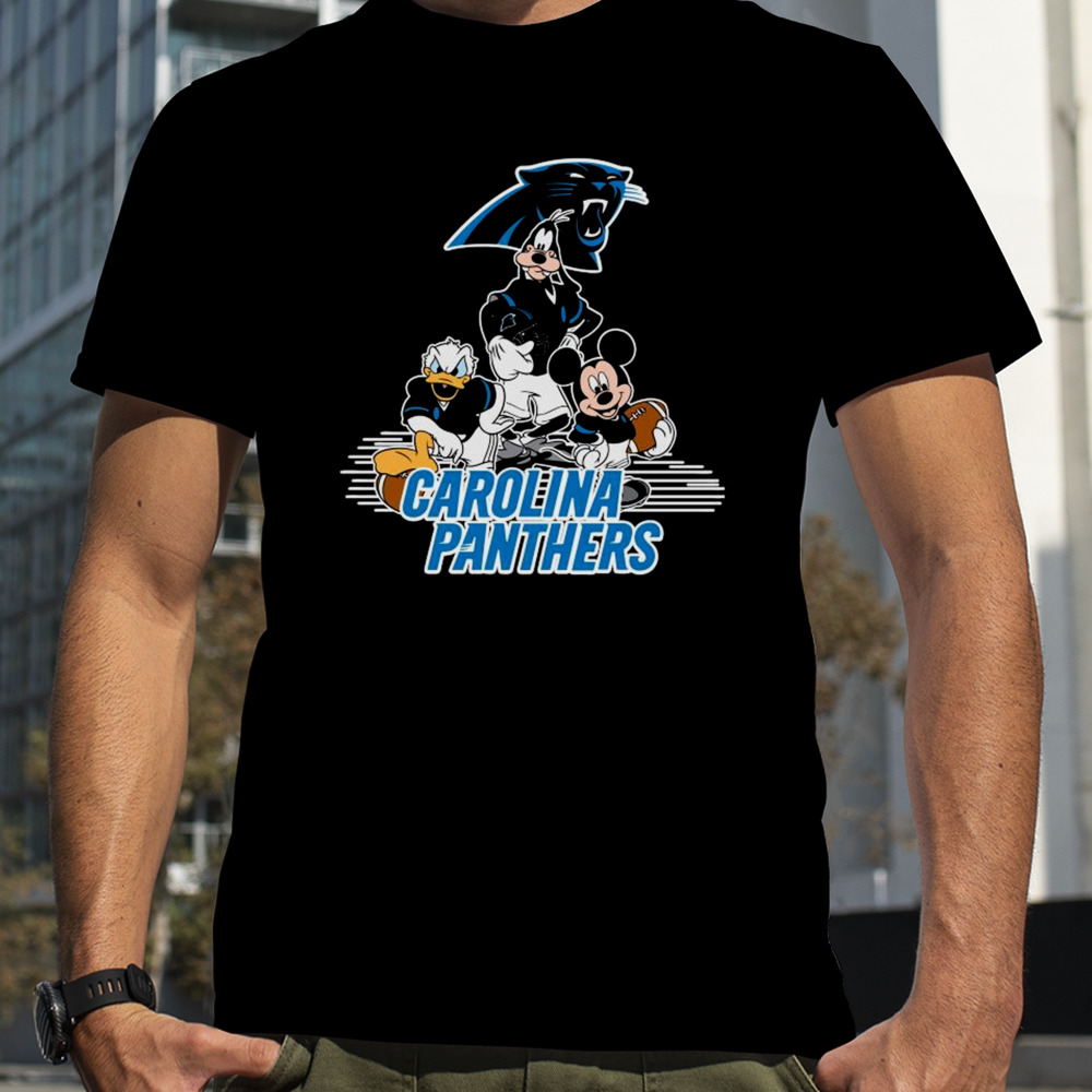 Mickey Mouse Donald Duck Goofy Playing Carolina Panthers American Football Shirt