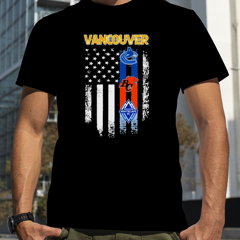 Vancouver Sports Vancouver Canucks, Vancouver Whitecaps Fc And Bc Lions Flag Shirt