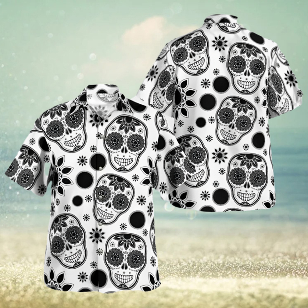 black white art skull trending hawaiian shirt - Limotees