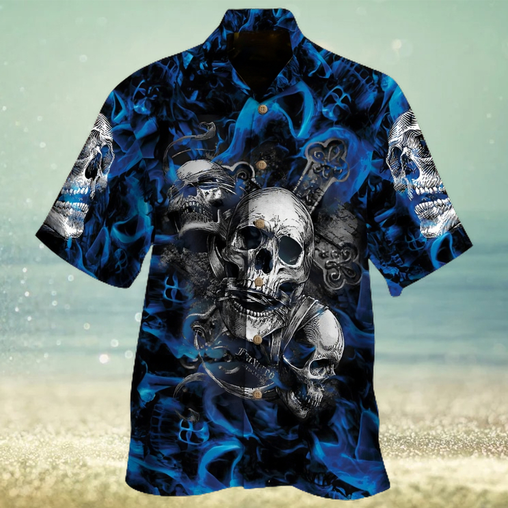 blue skull hawaiian shirt - Limotees