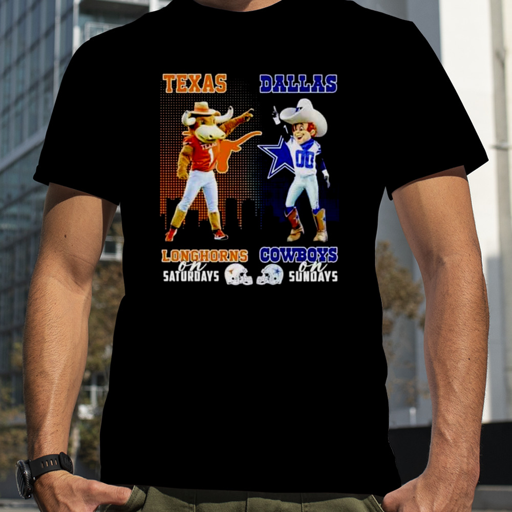 Bevo Texas Longhorns On Saturdays Rowdy Dallas Cowboys On Sundays T-Shirt