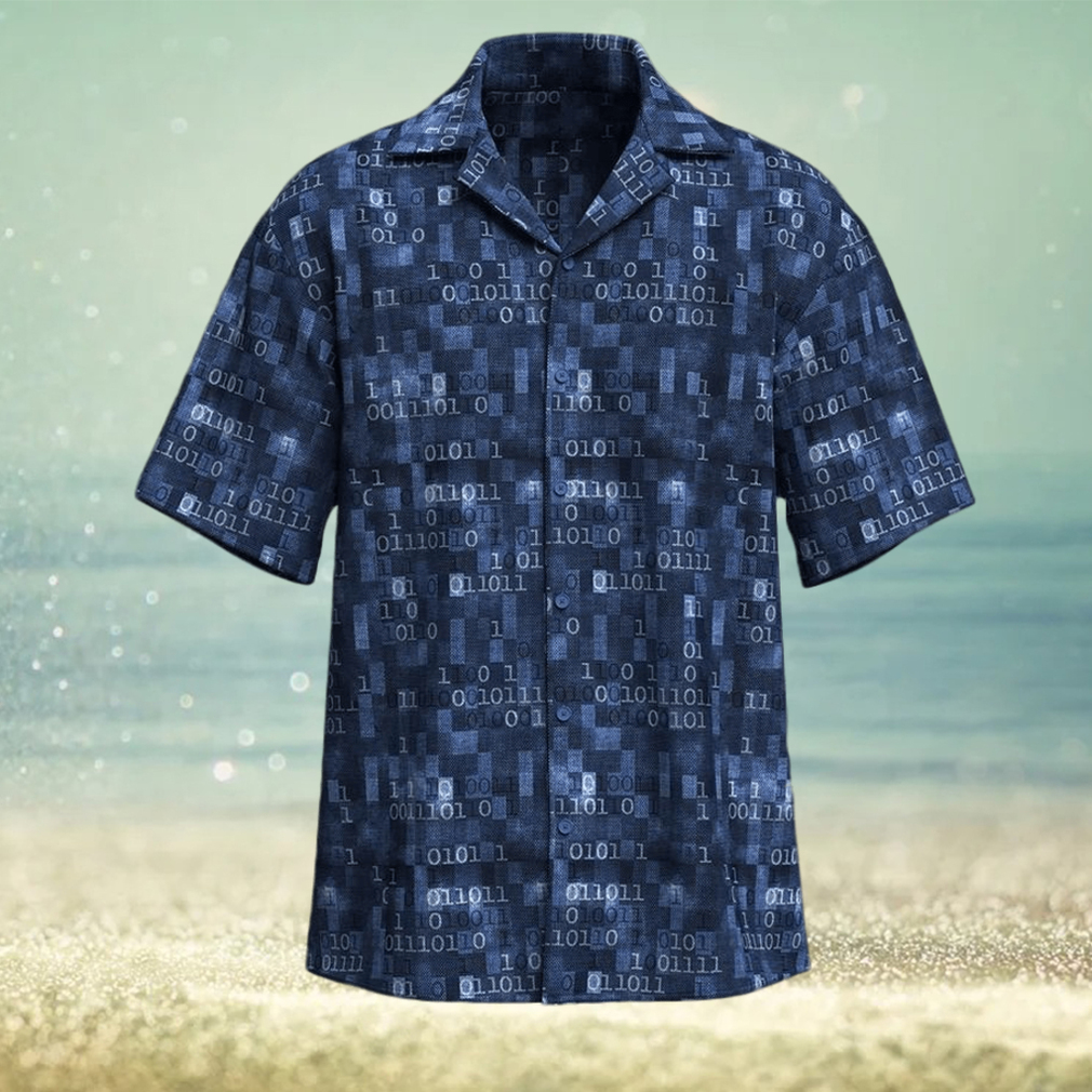 Binary Computer 1s And 0s Blue Hawaiian Shirt - Limotees