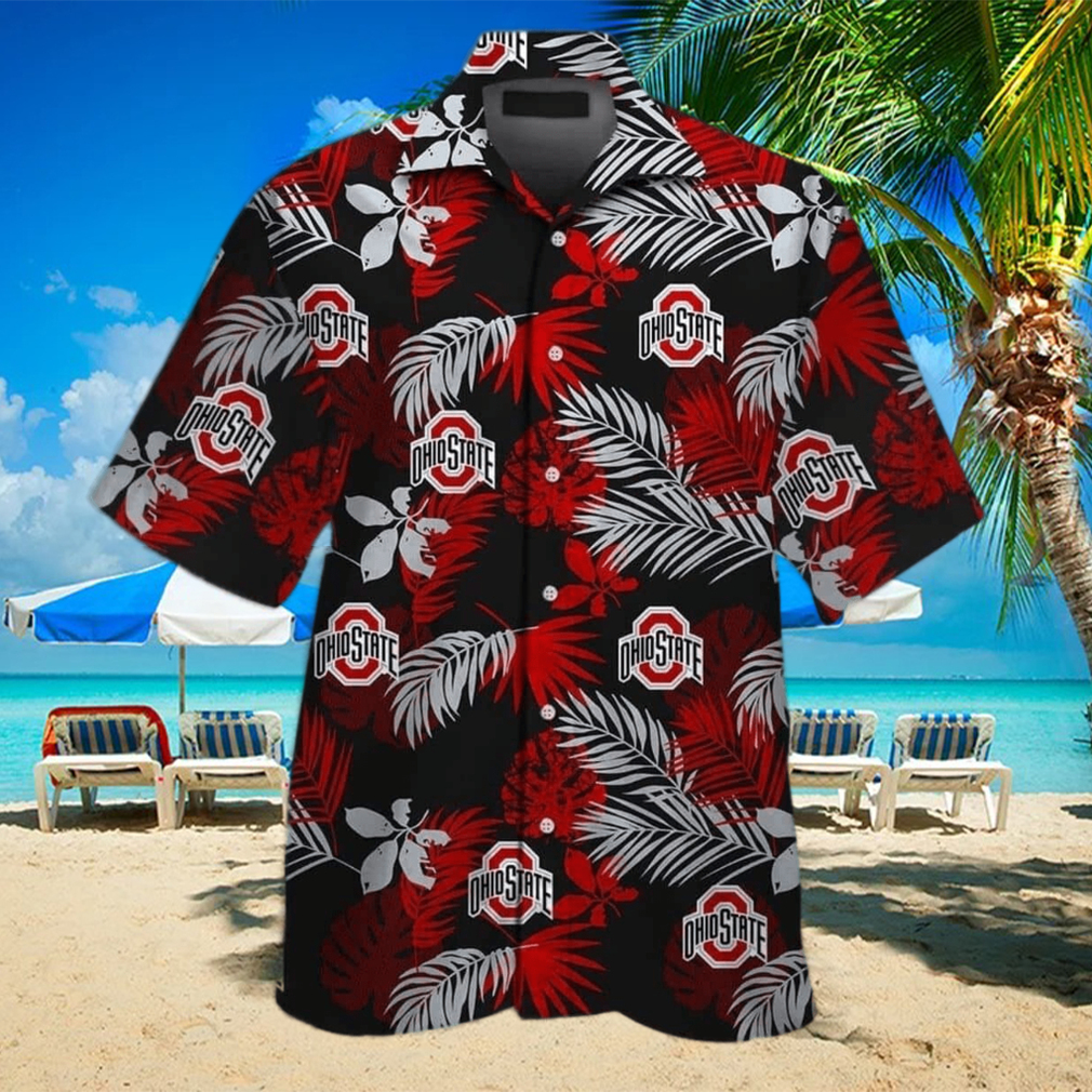 Black Aloha NCAA Ohio State Buckeyes Hawaiian Shirt Beach Gift For Friend - Limotees