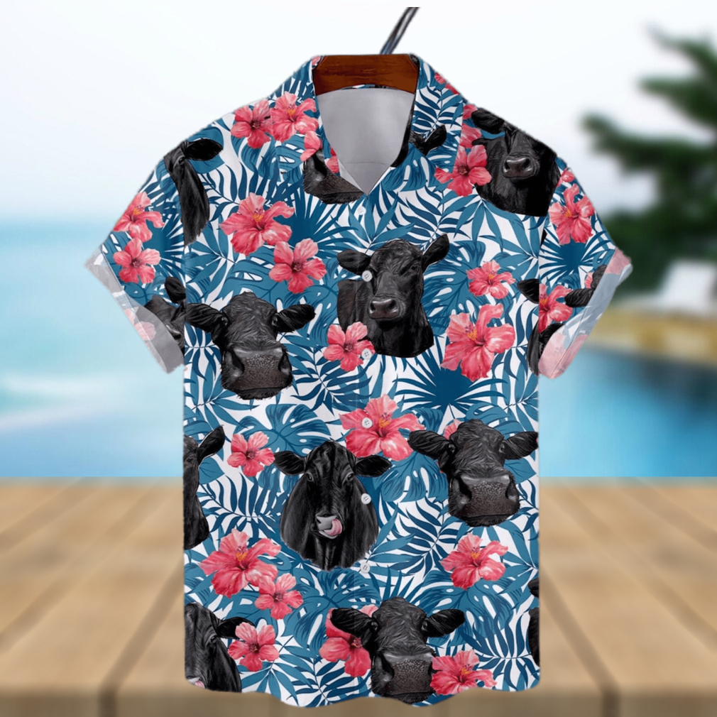 Black Angus Cow Short Sleeve Aloha Hawaiian Shirt Summer Gift For Men And Women - Limotees