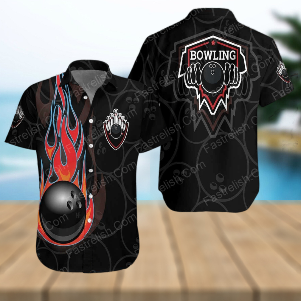 Black Bowling With Fire Hawaiian Shirt - Limotees