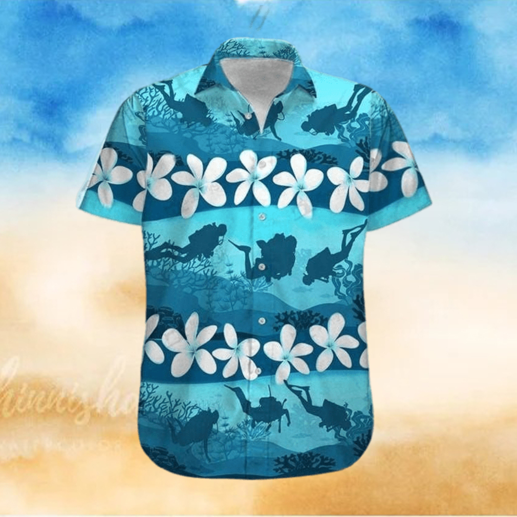 Blue Hibiscus Scuba Diving Unisex Hawaiian Shirts - Limotees