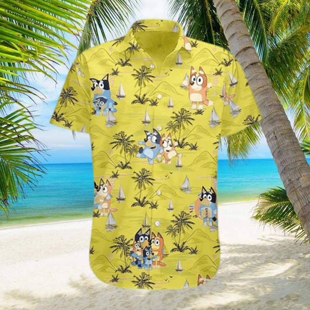 Bluey Beach Hawaiian Shirt Bluey Cartoon Tee Friends of Bluey Hawaiian Shirt - Limotees