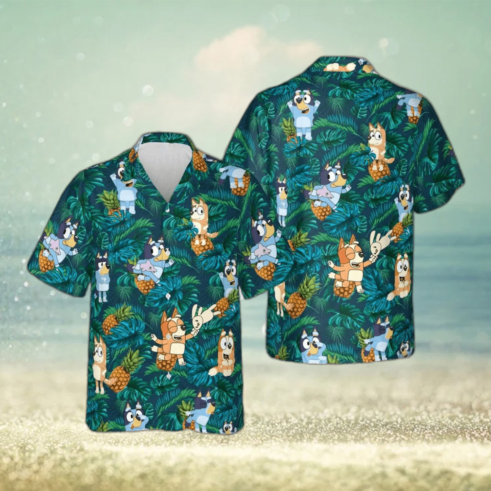 Bluey Hawaiian Shirt Palm Leaves Pattern Beach Lovers Gift - Limotees