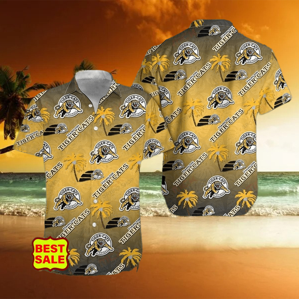 CFL Hamilton Tiger Cats Aloha Style 7 Big Logo Hawaiian Shirt - Limotees