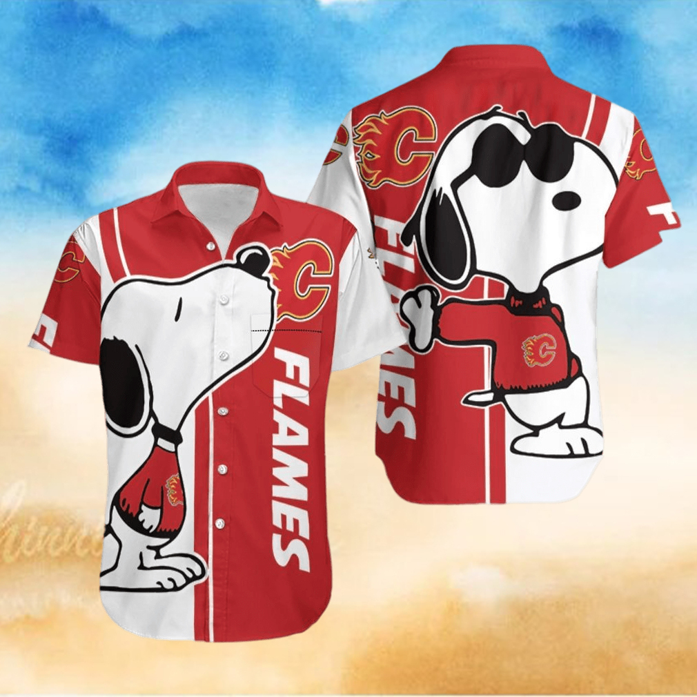 Calgary Flames Snoopy Lover 3D Printed Hawaiian Shirt - Limotees