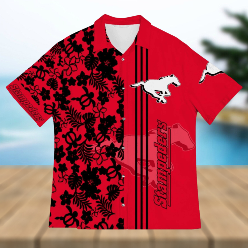 Calgary Stampeders American Sports Team Flower Beach Tree Hawaiian Shirt - Limotees