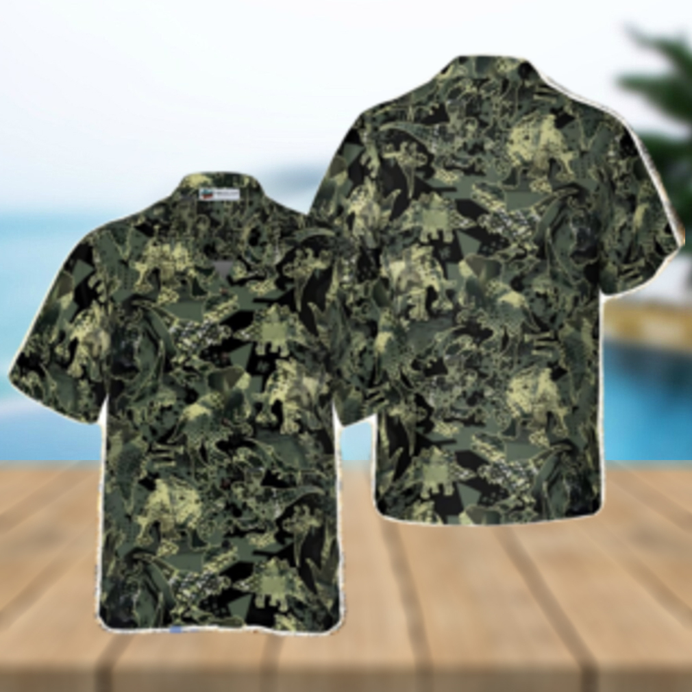 Camo Dinosaur Pattern Tropical Hawaiian Shirt - Limotees