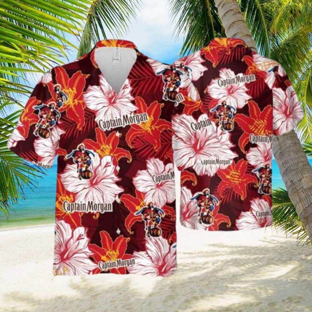 Captain Morgan Hawaiian Shirt Floral Pattern Practical Beach Gift Aloha Shirt - Limotees